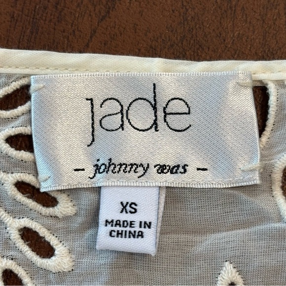 Johnny Was Jade Bianka Cream Lace Eyelet Blouse Silk Cotton Blend XS - Picture 6 of 7